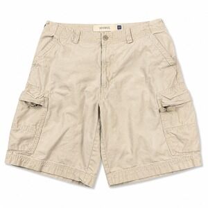 GAP Factory Khakis Cargo Shorts Mens 32 Beige Tan 100% Cotton Utility Casual